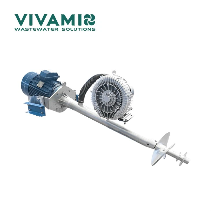 Sewage treatment plant aspirating aerator